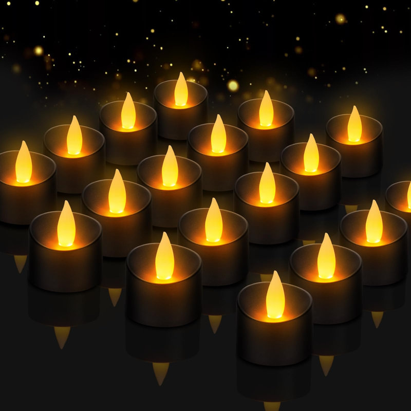 Bougies à flamme dansante à piles pour intérieurs modernes, mariages et décorations de Pâques, 24, Black Base