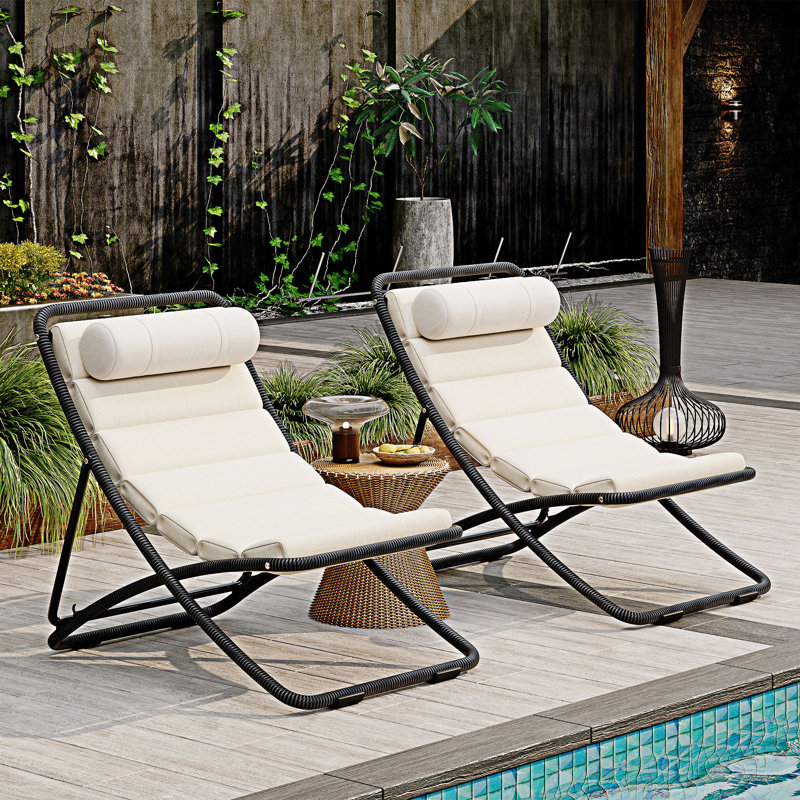 Ensemble de 2 chaises d'extérieur pliantes pour patio, Noir