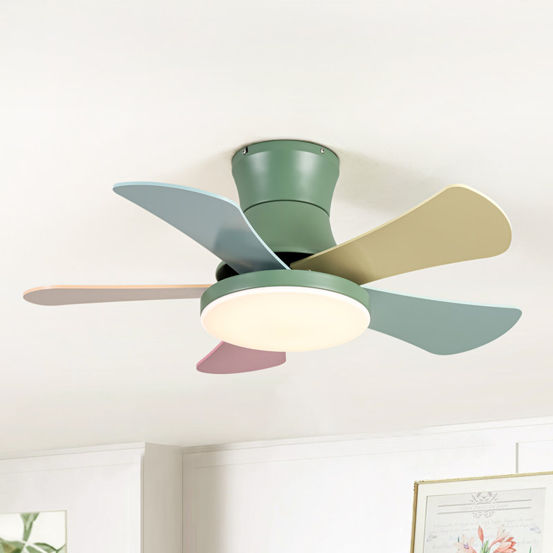 36" Dimmable Modern 5-Color Blade LED Ceiling Fan with Remote for Kid’s Rooms