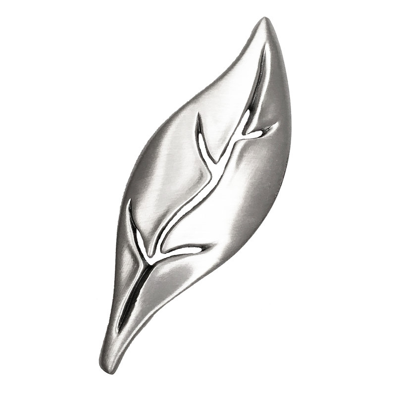 Botanical Large Smooth Leaf 3" Centre to Centre Novelty Pull, Satin