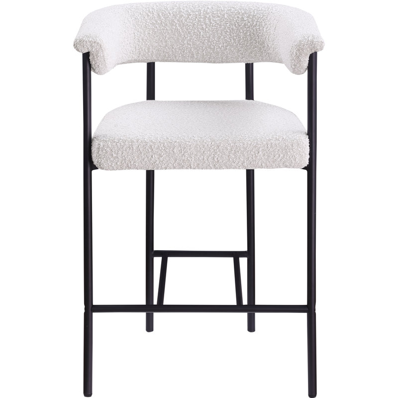 Malin Upholstered Counter Stool with Metal Frame, Cream Boucle Fabric