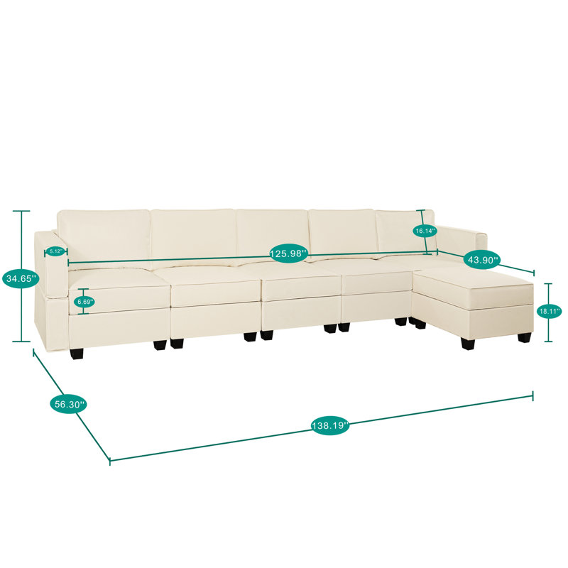 Canapé modulaire Shealene, Cuir respirant beige
