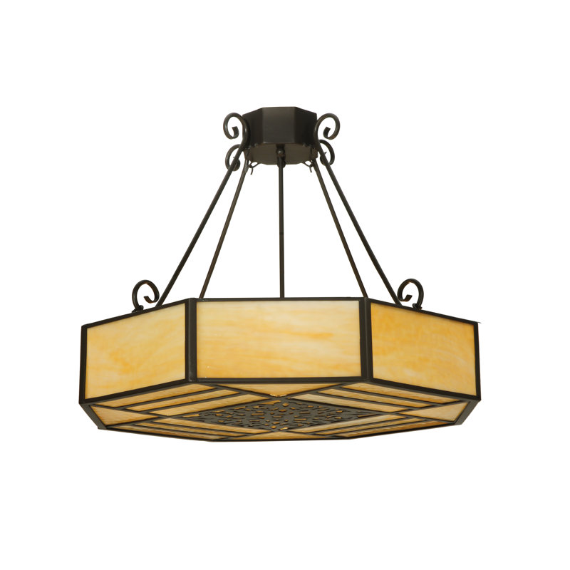 Lustre géométrique unique à 4 lumières, H 22 po x 32,25 po x 32,25 po