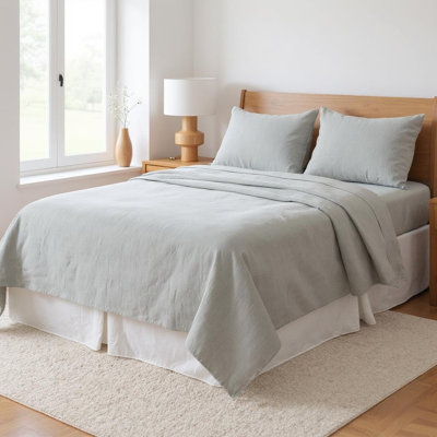 Drap simple en lin bleu