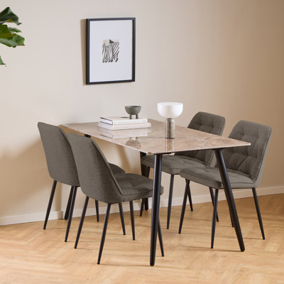 Wicklow Rectangular Dining Table in Black 140x75cm Included 4 Brooke Dining Chairs