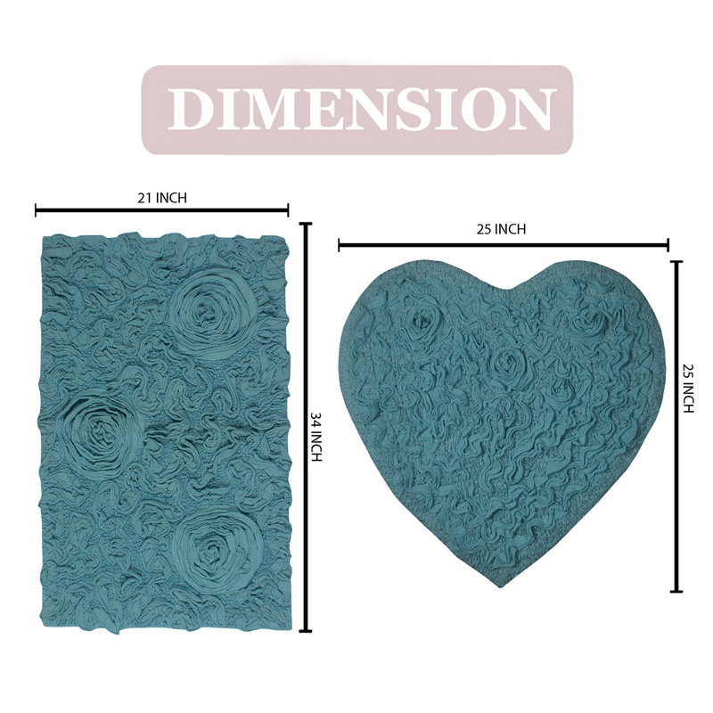 Freida 2 Piece Bath Rug Set, Blue