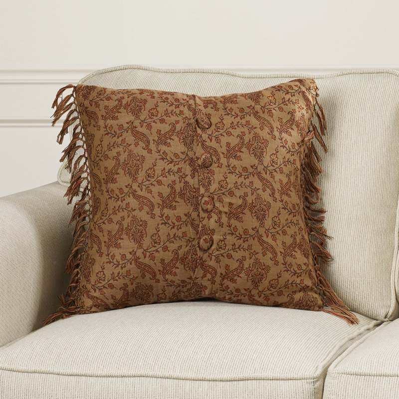 Floral Wool Reversible Throw Pillow