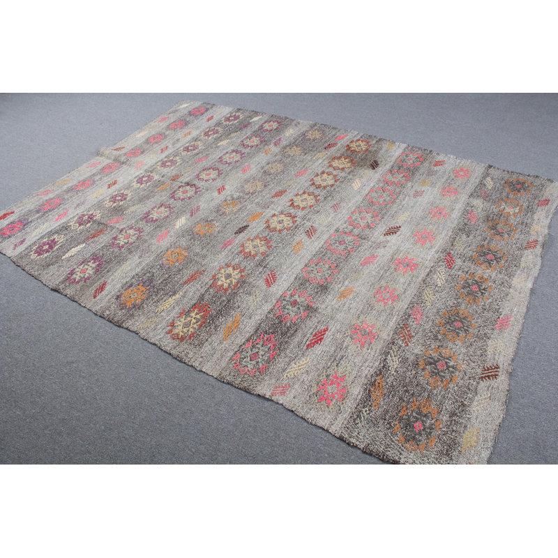 Grand tapis Oushak turc anatolien tissé à la main en brun pour la décoration du salon