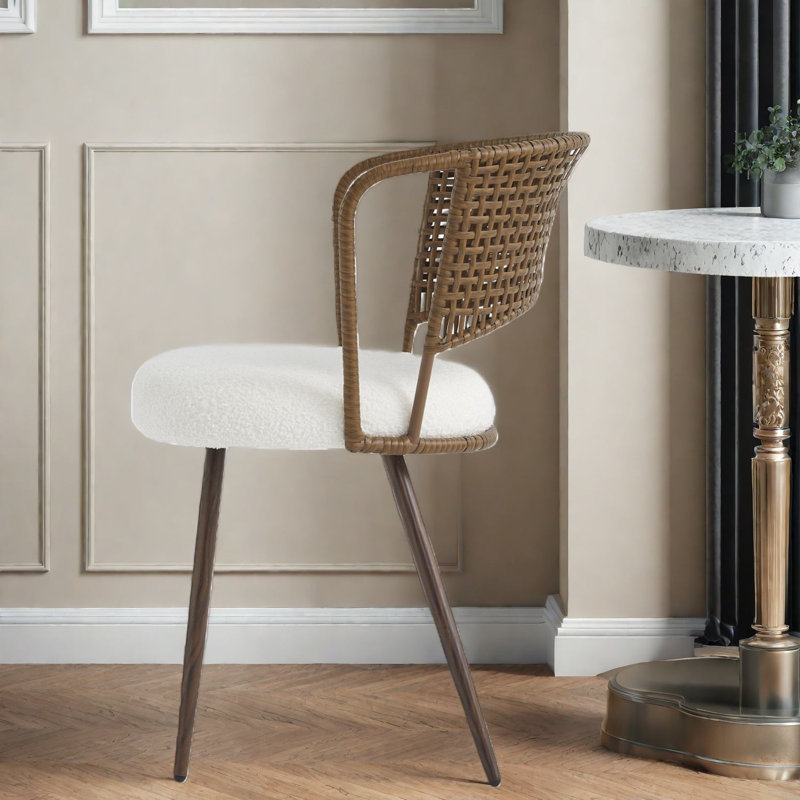 Chaises de salle à manger confortables, style campagnard en métal rotin pour la cuisine