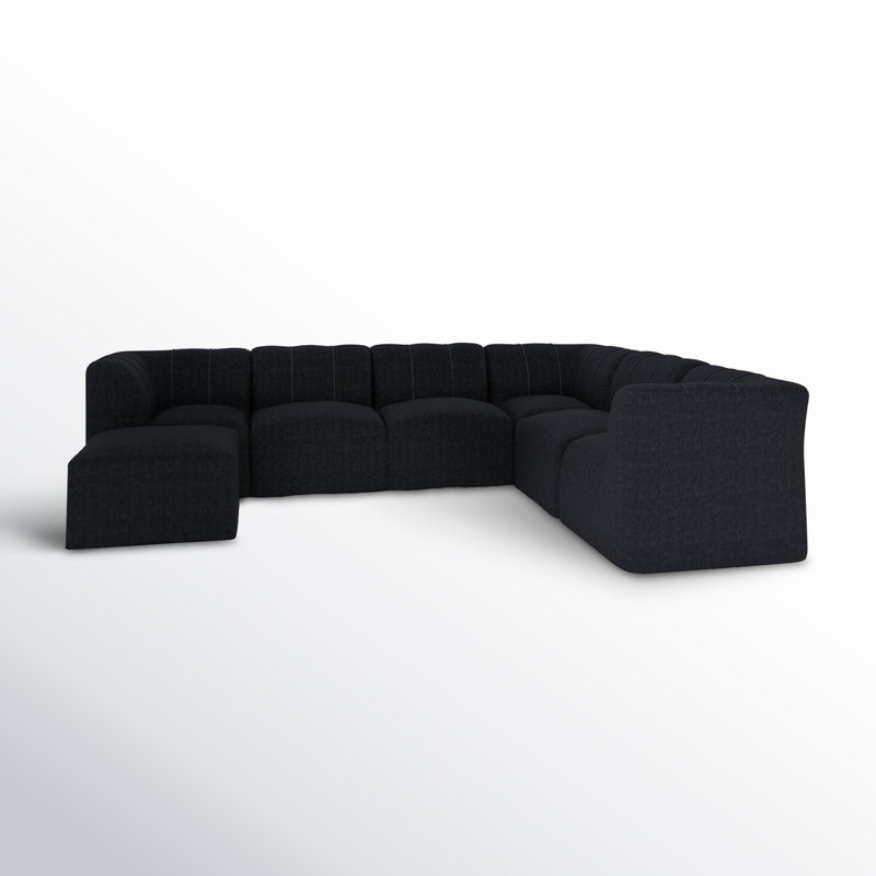 Canapé modulaire d'extérieur en L avec repose-pieds 124 po Praia Sunbrella®, Toile Sunbrella® noir