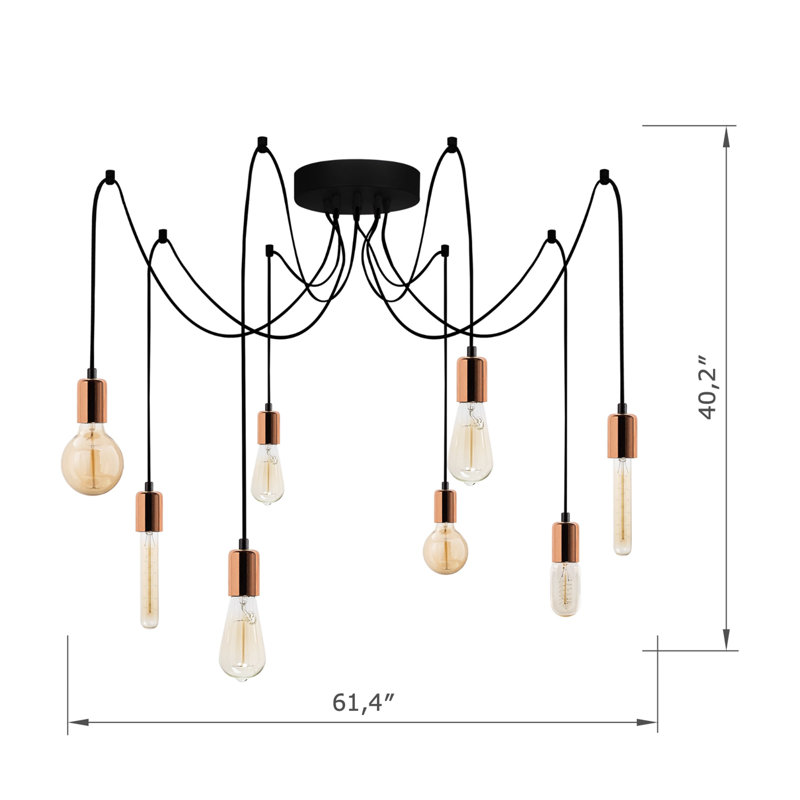 Lustre réglable en métal 8 lumières