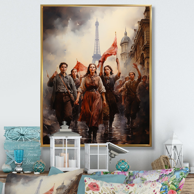 Bevon la Révolution française III, H 20 po x l 12 po x P 1 po, Cadre flottant doré