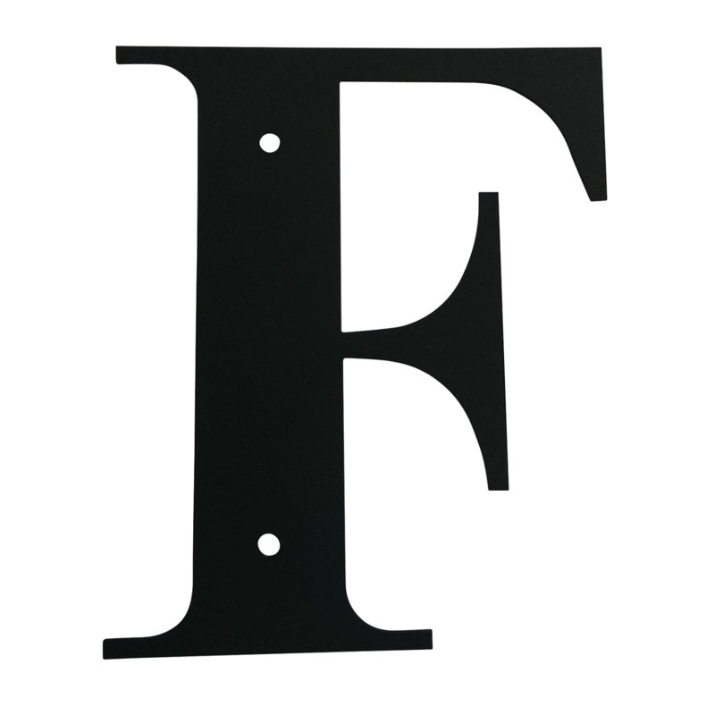 Metal Surface Mount House Letter, F, 12" H x 10" W x 0.08" D