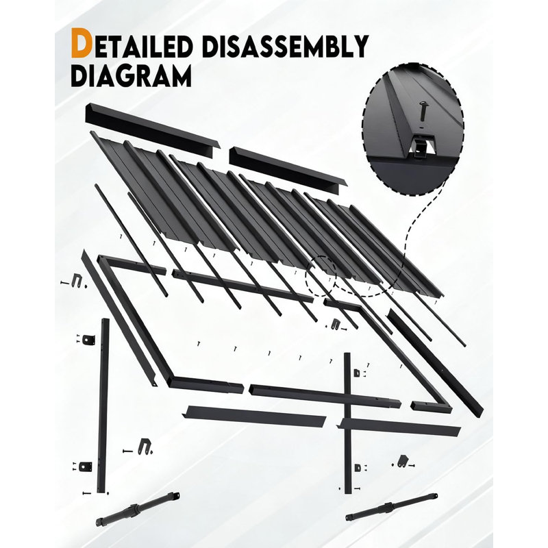 All-Season Adjustable Metal Awning, Easy Installation Rustproof Shade Canopy, Year-Round Sun Rain Snow Protection For Porch Garage Patio