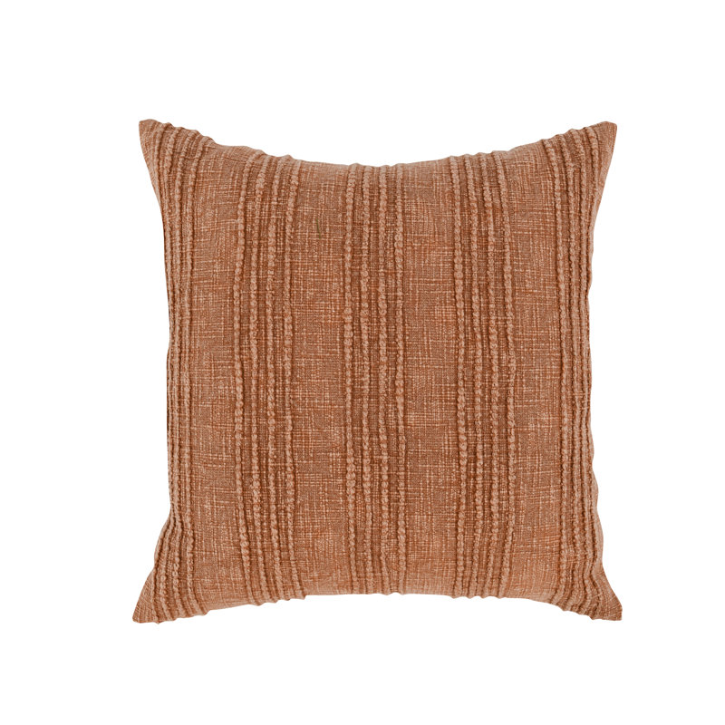 Housse de coussin décoratif en coton Kara, Terra Cotta Striped