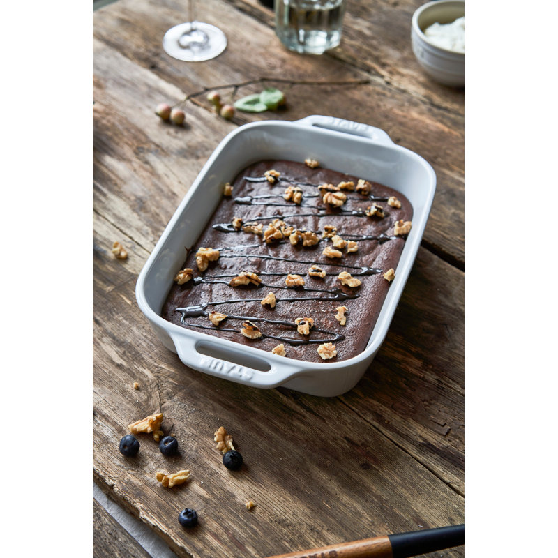 Staub White Ceramic Rectangular Baking Dish with Handles