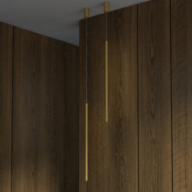 Luminaire suspendu Nordic Modern, H 36 po x l 1,2 po x P 1 po, Doré