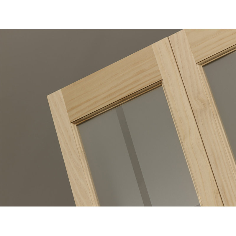 Porte pliante en verre, 32 po x 80,5 po, Bois brut