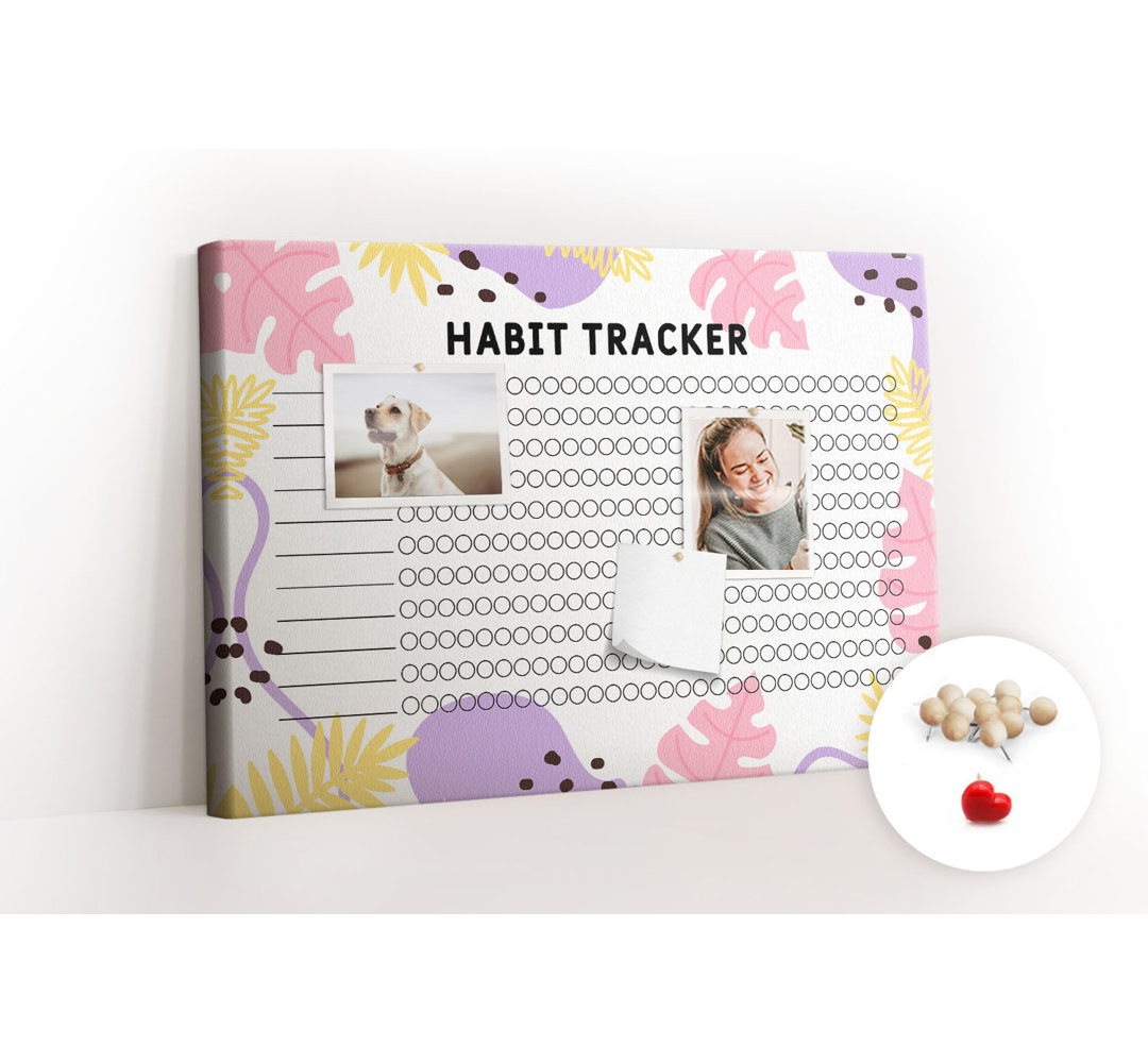 Wall Mounted cork board with print decorative wall message pin boards home office bulletin board ideas Habit tracker