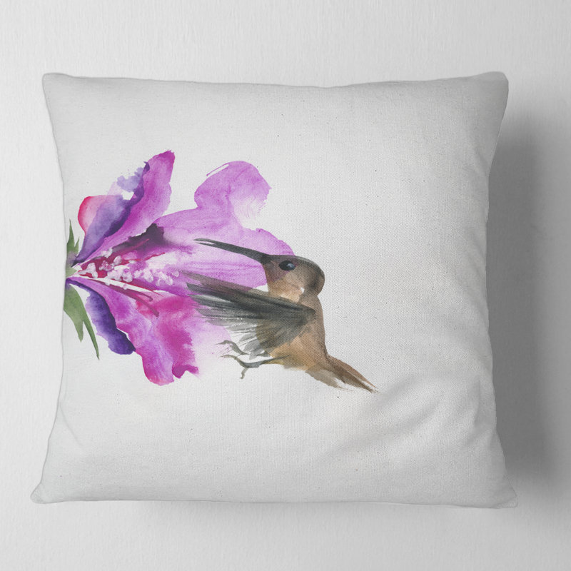 Fuchia VIntage Flower - coussin traditionnel imprimé, 18" x 18"