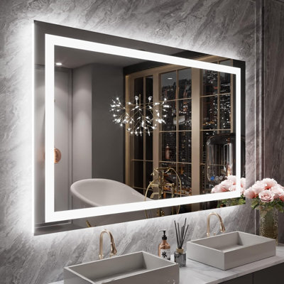Smart Ultra-Bright LED Anti-Fog Tempered Glass Bathroom Mirror with ETL Certification