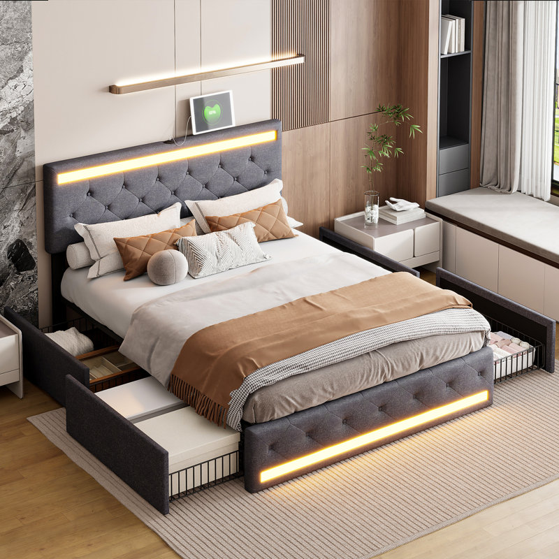Upholstered Storage Bed, Super King (6')