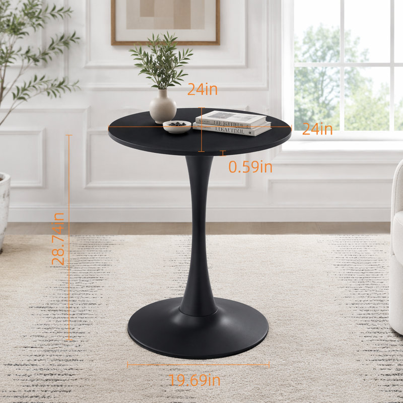 Table de salle à manger moderne, plateau de table en panneau de fibres à densité moyenne et base mate en fer peint par pulvérisation