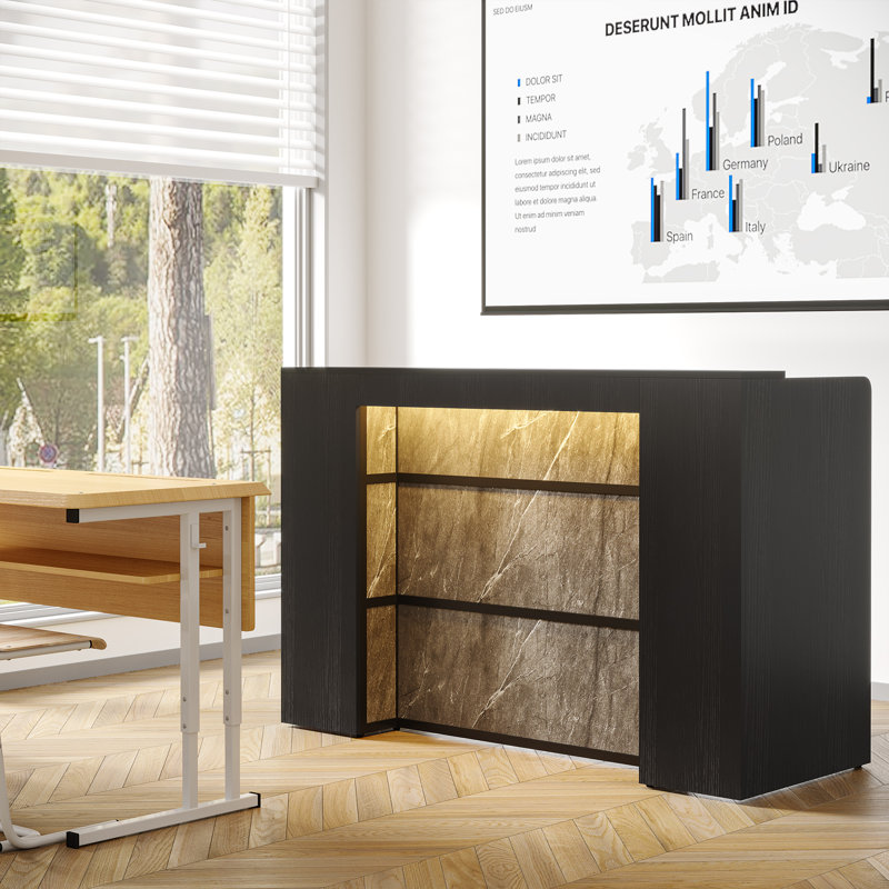 Jacon Rectangular Reception Desk, Black/Gray