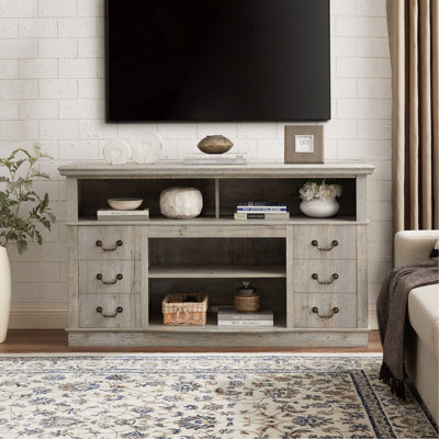 Traditional TV Media Stand Farmhouse Rustic Entertainment Console For TV Up To 65" With Open And Closed Storage Space 60"W*15.75"D*34.25"H