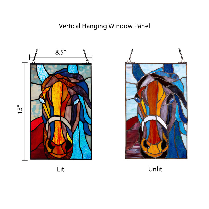 13"H Ambrose Horse Stained Glass Window Panel