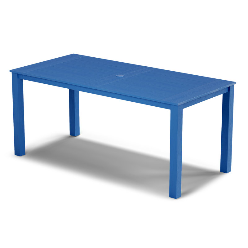 Patio Table 67" Rectangle Outdoor HIPS Dining Table All-Weather Patio Dining Table for 6 Person with Umbrella Hole for Backyard Garden Deck Poolside, Navy