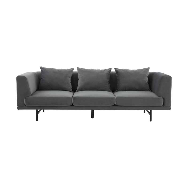 Joscelynn 90.2'' Velvet Sofa, Grey Velvet