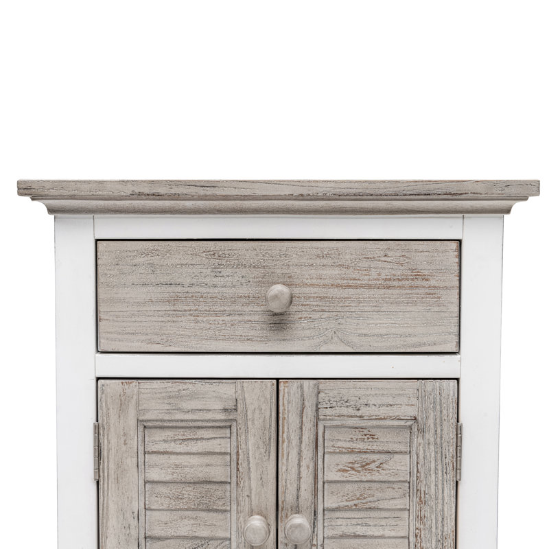 Islamorada - 1 Drawer and 2 Door Nightstand with Power Strip and USB-A Port - Dapple Grey and Blanc Finish