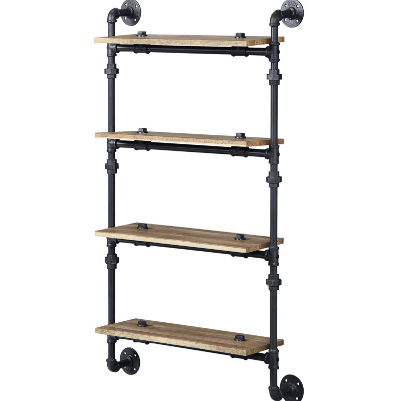 4 Wall Shelf In Sandy Black And Natural Oak For Kitchen Storage