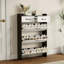 Armoire à chaussures 1250 de couleur noire avec 3 portes et 2 tiroirs, porte en PVC avec forme, grand espace de rangement-121296932