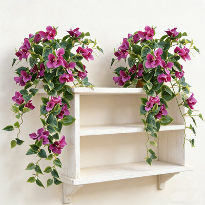 2Pack Artificial Bougainvillea Hanging Flowers Faux Plants For Outdoor Outside Summer Decoration, Fake Realistic Long Trailing Vines For Home Porch Patio Balcony Yard(No Vase)