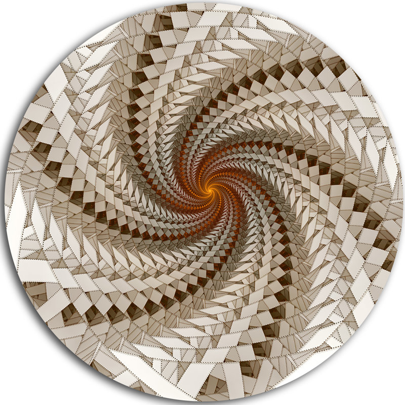 « white fractal spirale pattern », impression sur métal, H 23 po x l 23 po x P 1 po