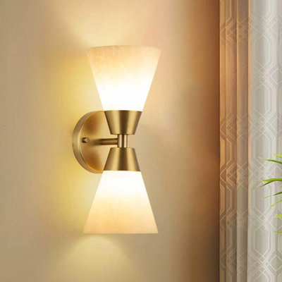 Orren Ellis 2-Light Gold Glass Wall Sconce (Set of 1)