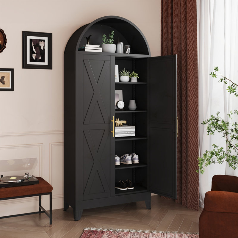Armoire 2 portes en métal de style moderne, Noir
