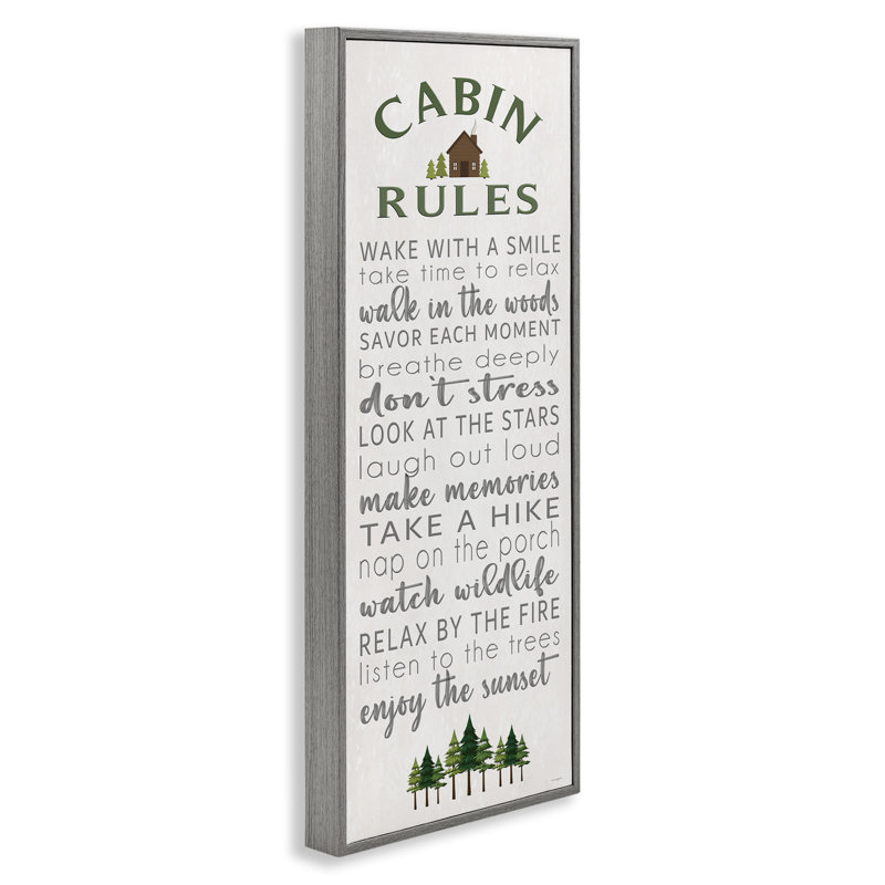 «Fun Rustic Cabin Rules», giclée encadrée, design par Seven Trees Design, Estampe numérique Farmhouse, H 30 po x l 13 po