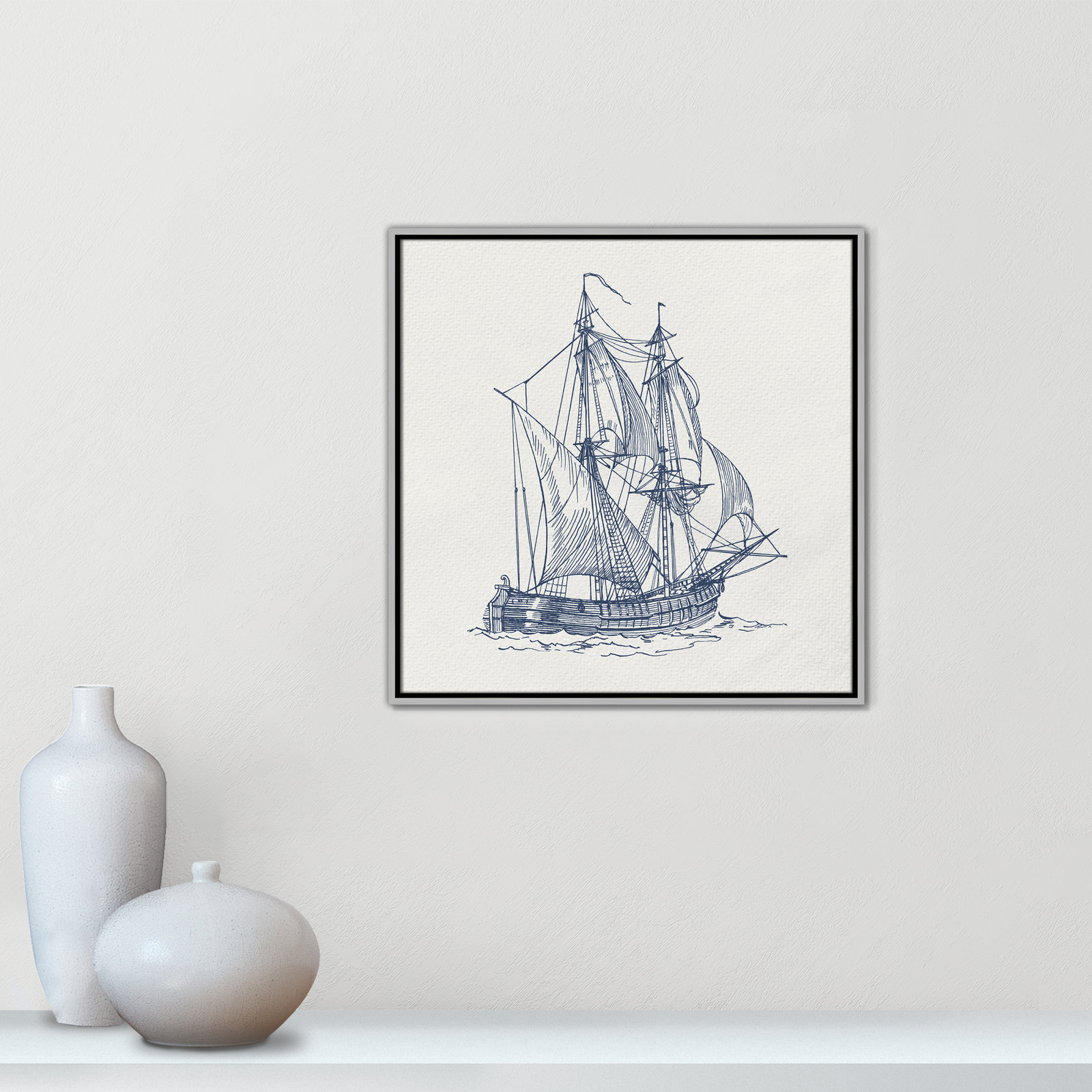 Into the Sea Collection "Into the Sea I" Print, Silver, 25.5" H x 25.5" W