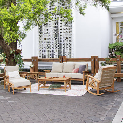 Dunster 6 - Person Teak Outdoor Seating Group With Cushions by Birch Lane