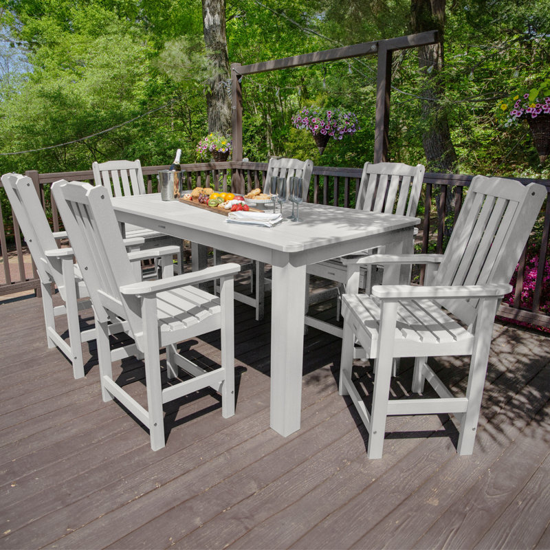 Kile 6 - Person Patio Dining Set with Rectangular Table, White, 84" L x 42'' W x 36'' H