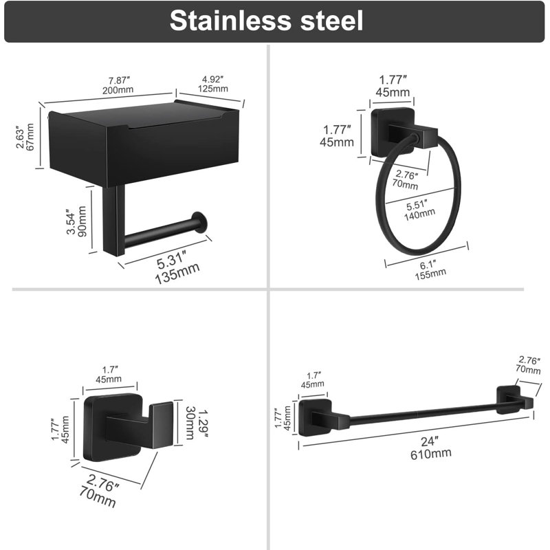 4 - Piece Bathroom Hardware Set