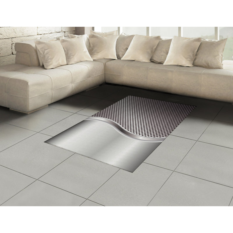 Tapis décoratif gris à haute densité en fibres longues, Rectangle 2 pi 7 po x 5 pi
