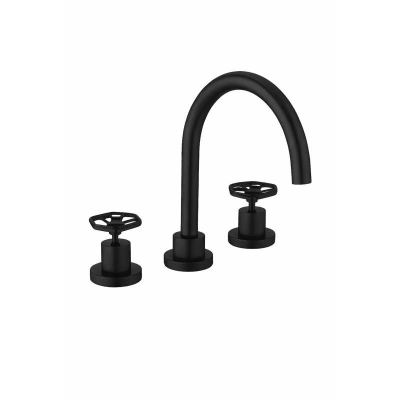 Robinet de salle de bain à 2 poignées avec drain Lucia, Noir mat
