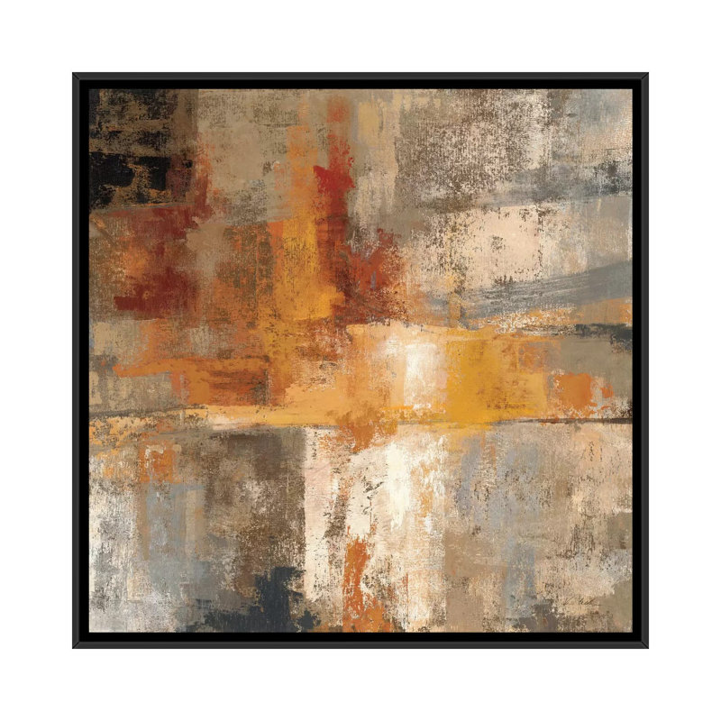 «Silver and Amber Crop», reproduction d'art sur toile tendue, H 37 po x l 37 po x P 1,5 po, Toile avec cadre noir