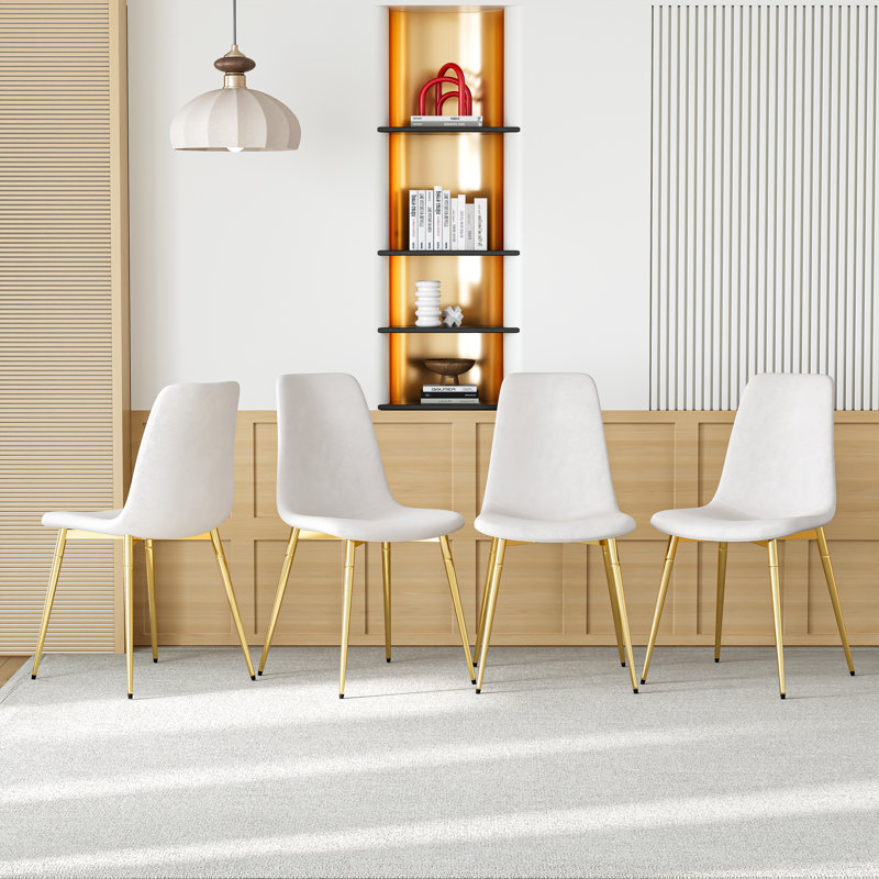 Chaise de salle à manger Boffa, Blanc, Doré