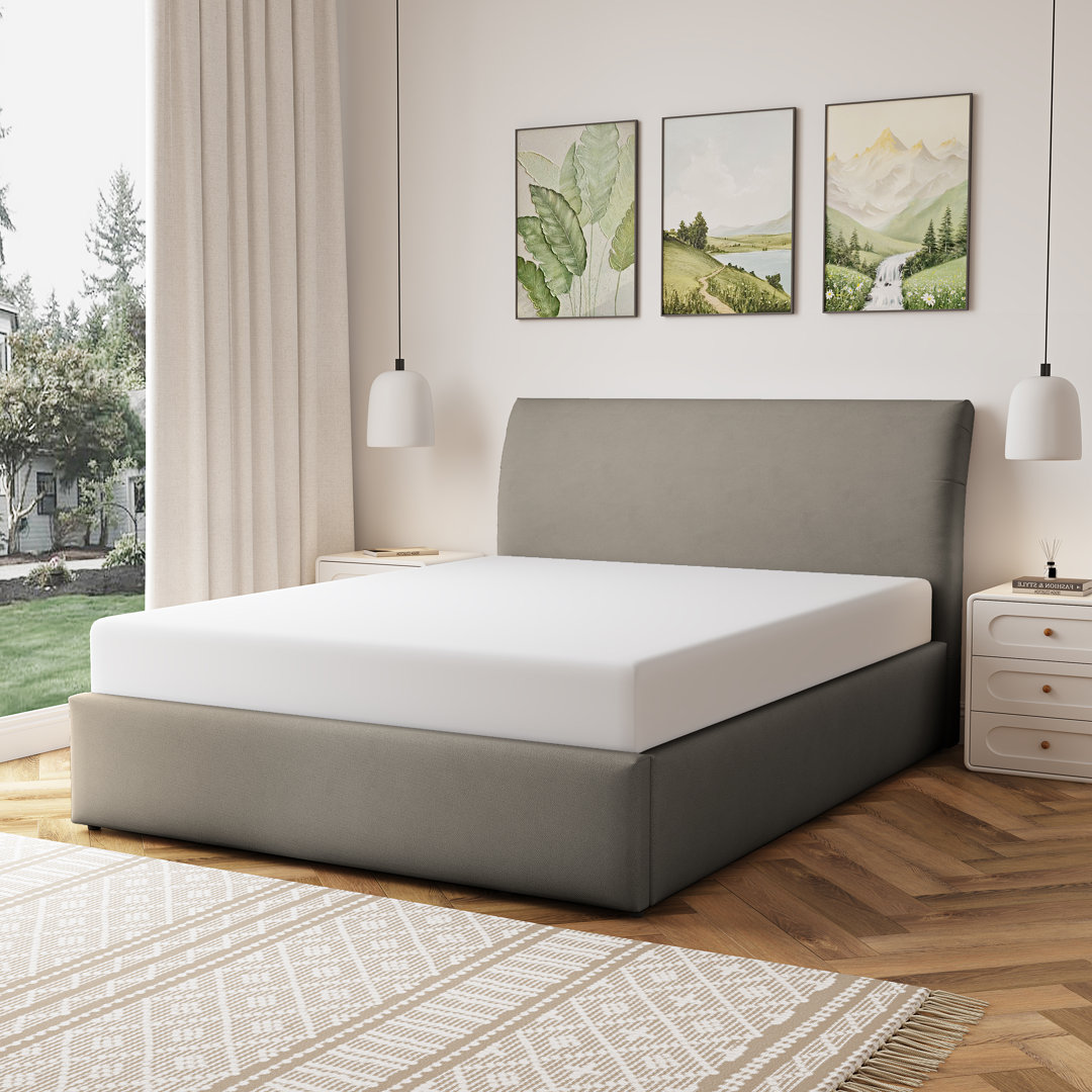Bethany Fabric 180cm Superking Ottoman Bed Frame with Storage - Light Brown