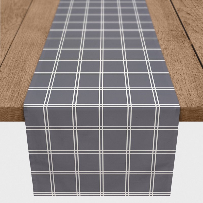 Arvid Striped Table Runner, 90" x 16", Dark Gray